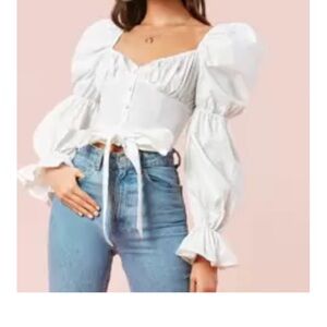 SHEIN White Puff Sleeve Top